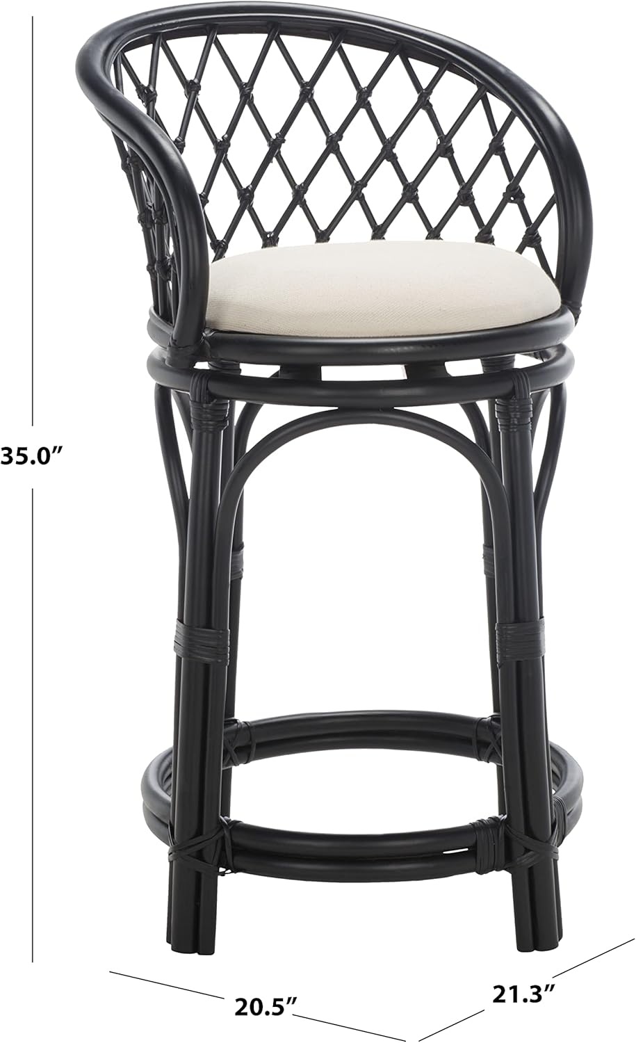 image:imageSAFAVIEH Furniture Yuta Rattan Swivel Counter Stool 2382 Seat Height White amp Natural Mango Wood Coastal Rattan Design Ideal for Kitchen Bar Area Fully Assembled BST6504AWhiteBlack