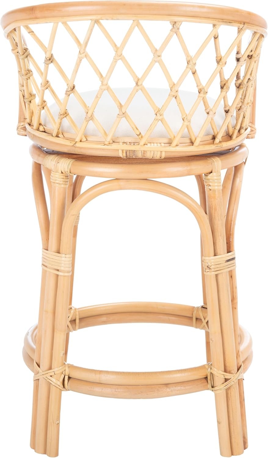 image:imageSAFAVIEH Furniture Yuta Rattan Swivel Counter Stool 2382 Seat Height White amp Natural Mango Wood Coastal Rattan Design Ideal for Kitchen Bar Area Fully Assembled BST6504AWhiteNatural