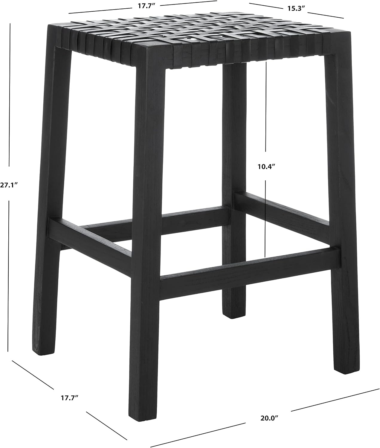 image:imageSAFAVIEH Home Capri Brown Wood and Leather 27inch Counter StoolBlack Black