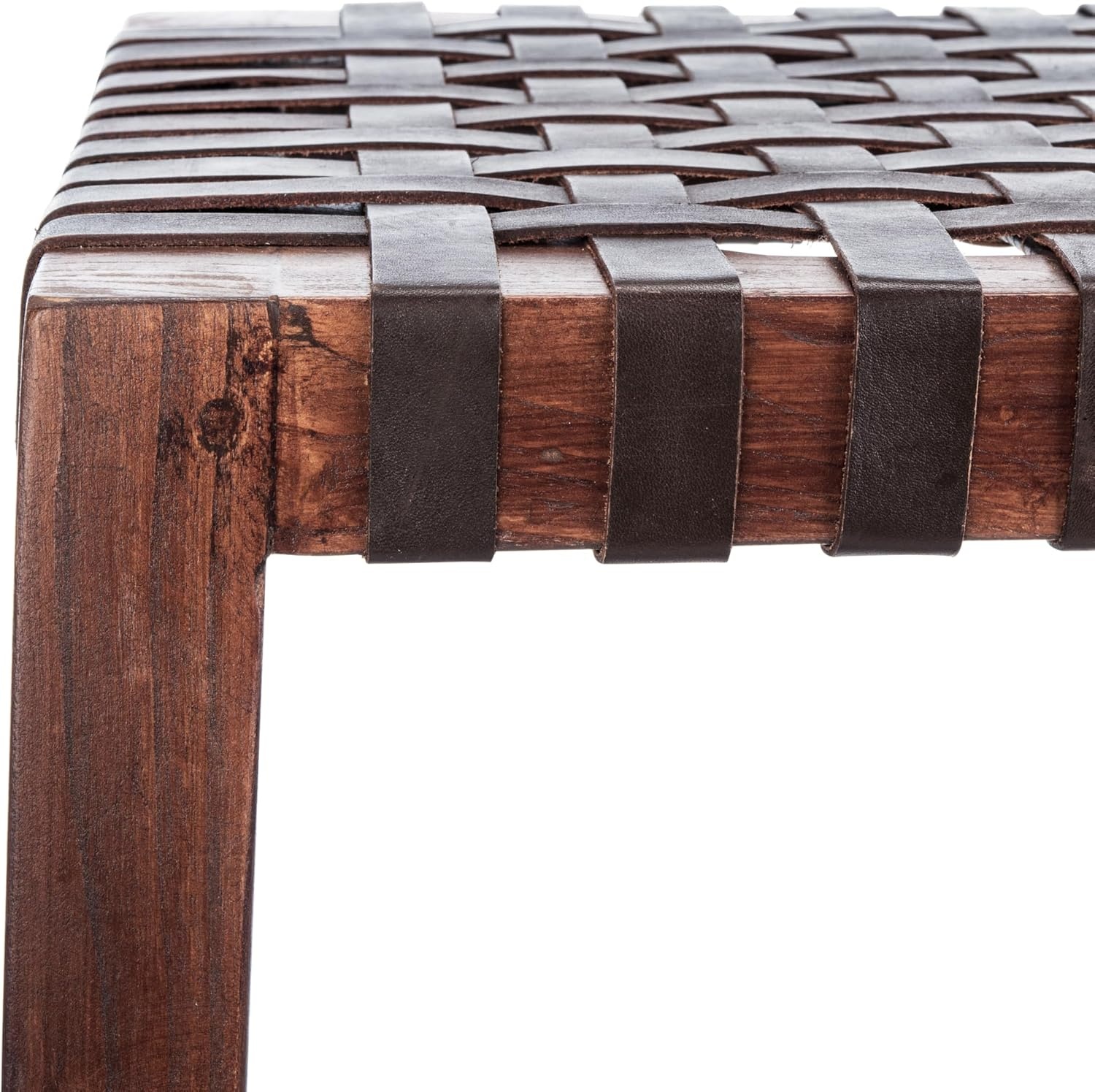 image:imageSAFAVIEH Home Capri Brown Wood and Leather 27inch Counter StoolBrown Brown