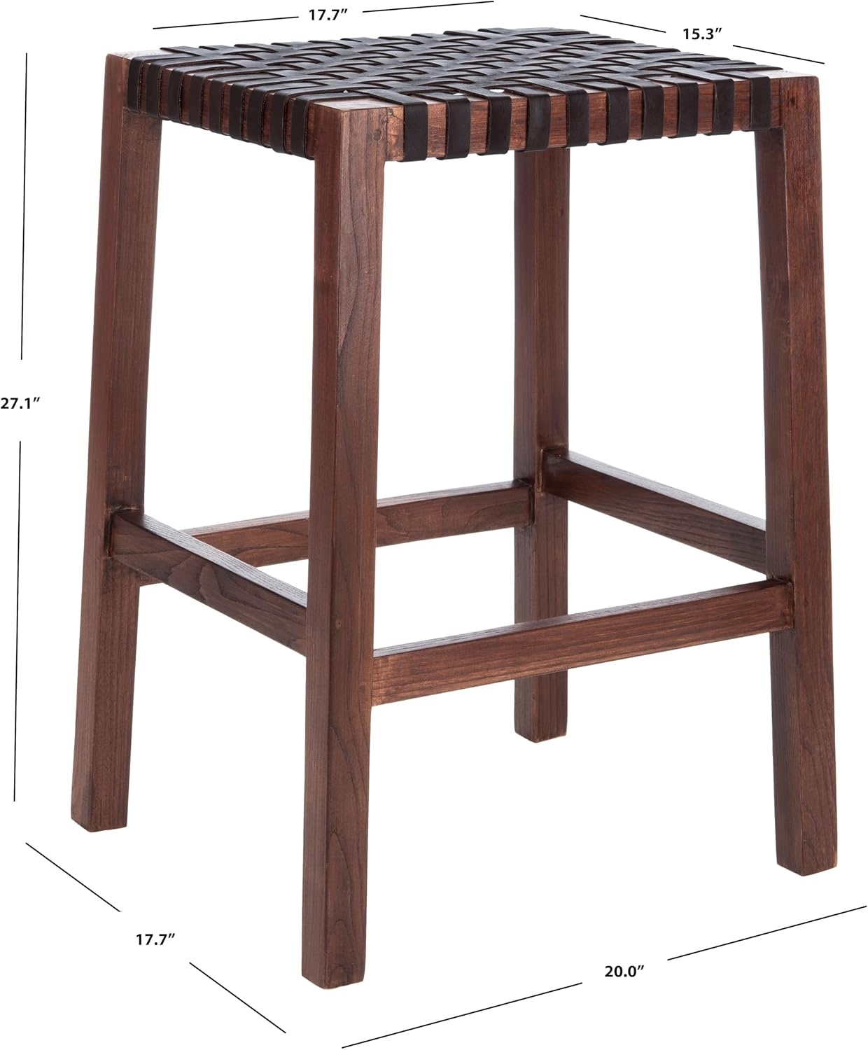 image:imageSAFAVIEH Home Capri Brown Wood and Leather 27inch Counter StoolBrown Brown
