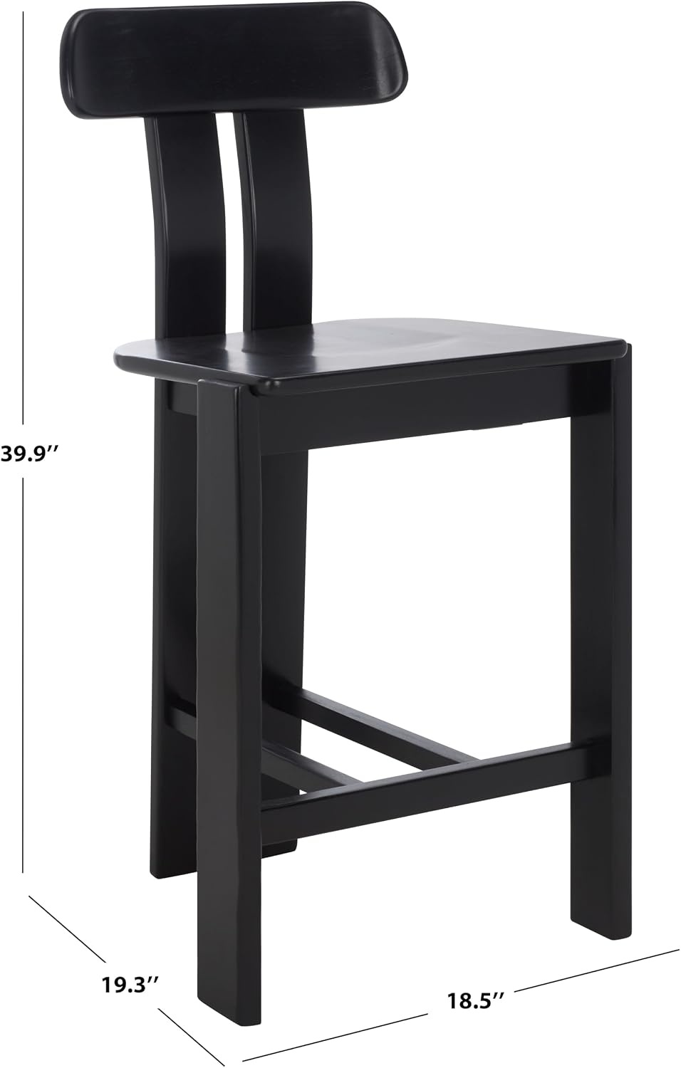 image:imageSAFAVIEH Home Collection Cayde Modern Counter Stool 27inch Seat Height Black Solid Wood Frame BST8801CBlack