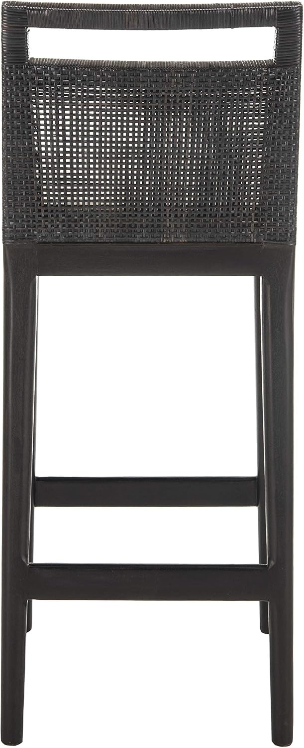 image:imageSAFAVIEH Home Collection Darin Dark Brown amp Black Rattan Bar Stool 29 Inch Seat Height Modern Resort Style Seating SEA4015ABlack White