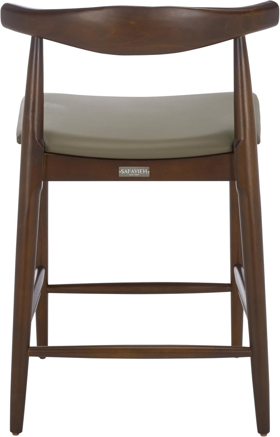 image:imageSAFAVIEH Home Collection Elbow Espresso Solid Wood Counter Stool 24Inch Seat Height Low Back Modern Kitchen Seating Olive Upholstered Seat BST3302A