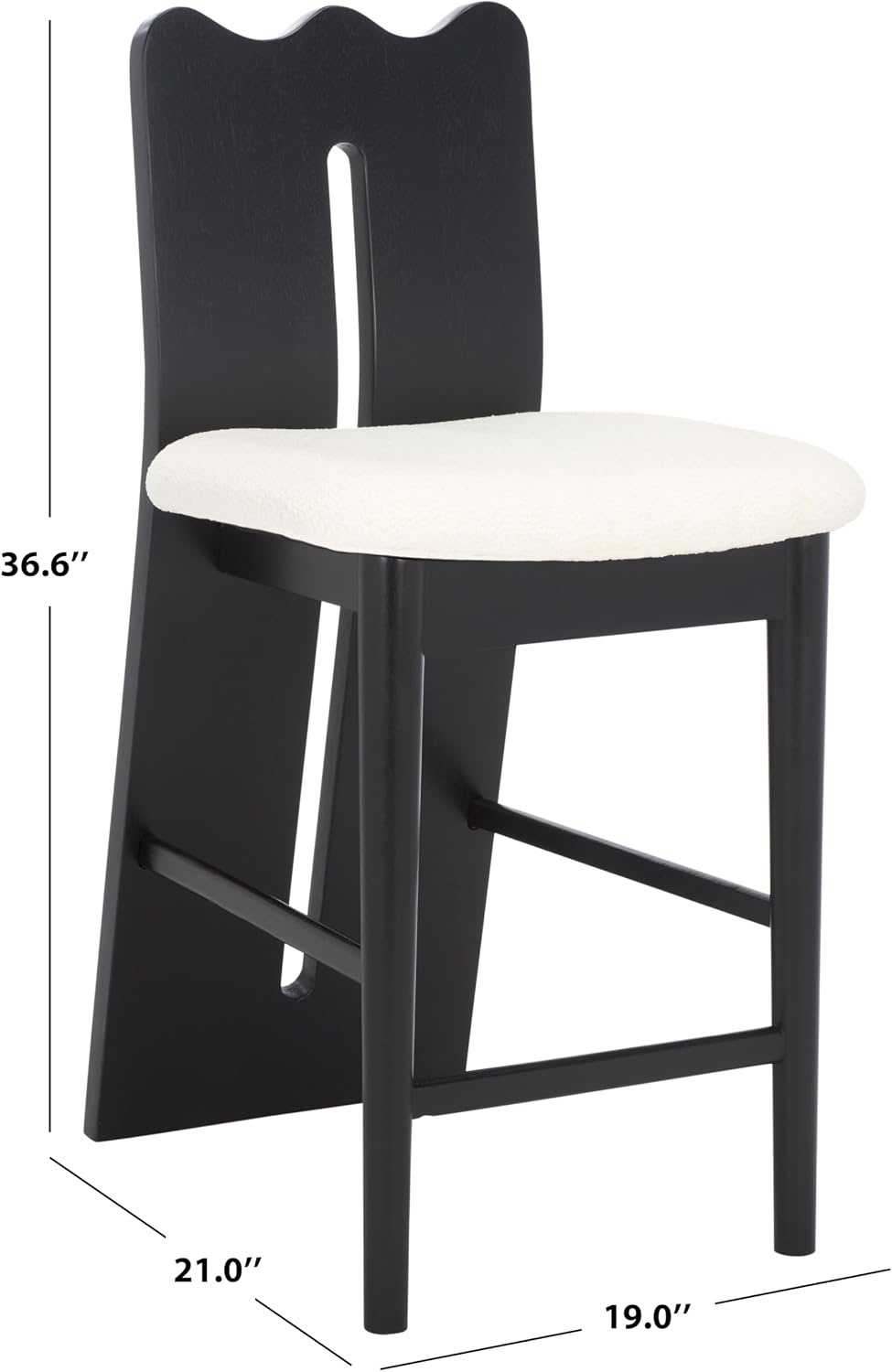 image:imageSAFAVIEH Home Collection Kieran Modern Counter Stool 25inch Seat Height Cream Boucle Seat amp Black Solid Wood Frame BST8803ACremeBlack