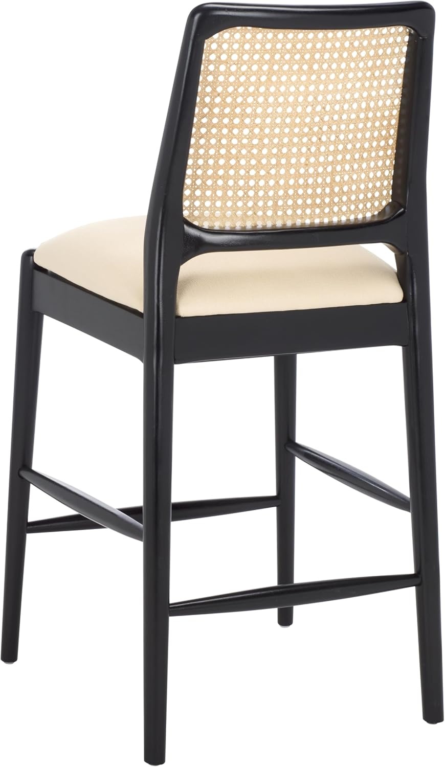 image:imageSAFAVIEH Home Collection Reinhardt Counter Stool 27inch Seat Height Walnut Brown Solid Wood Frame amp Grey Seat with Rattan Back BST8800BWhiteBlack
