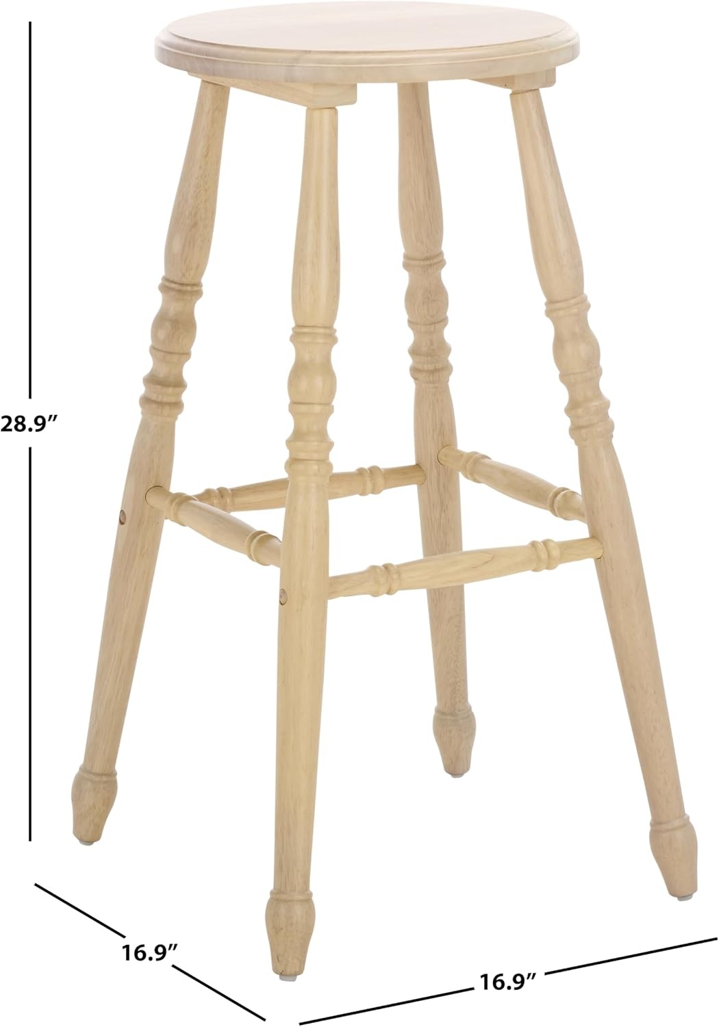 image:imageSAFAVIEH Home Collection Sidiko White Washed Solid Wood Bar Stool 29Inch Seat Height Set of 2 Farmhouse SpindleLeg Bar Seating BST8509BSET2Matte Black