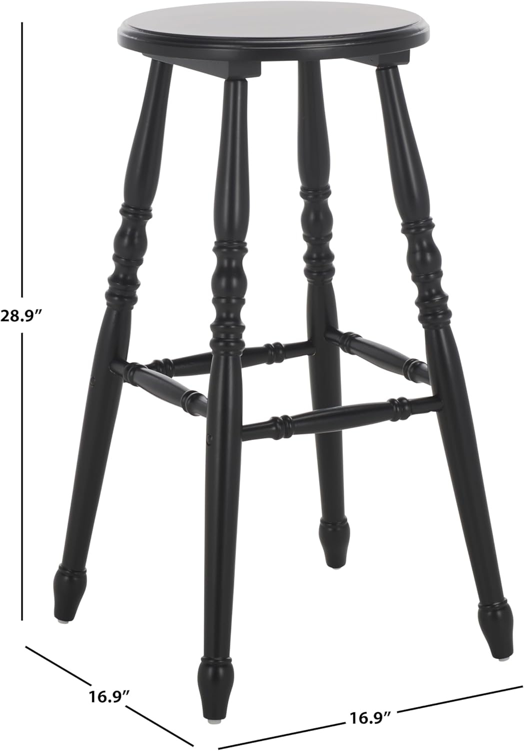 image:imageSAFAVIEH Home Collection Sidiko White Washed Solid Wood Bar Stool 29Inch Seat Height Set of 2 Farmhouse SpindleLeg Bar Seating BST8509BSET2White Washed