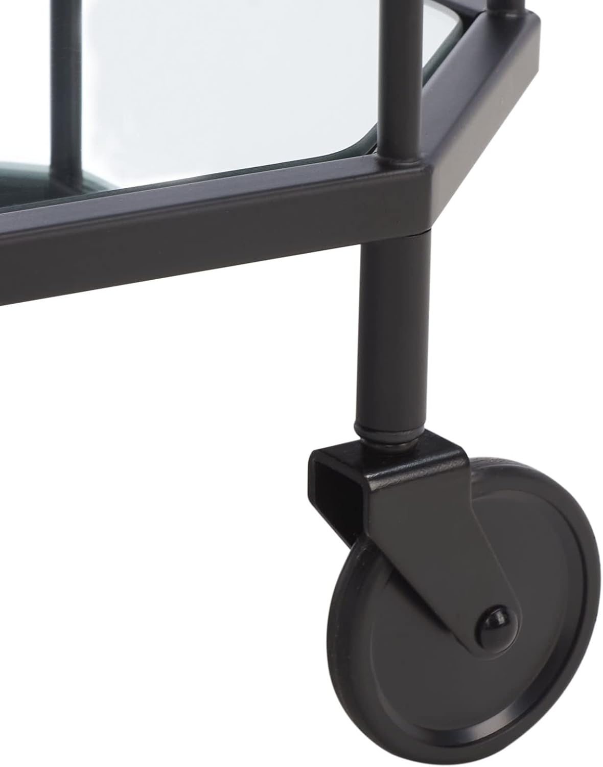 image:imageSAFAVIEH Home Collection Silva Black 2Tier Octagon Bar Cart with Mirrored Shelves amp Wheels Glam Art Deco Rolling Bar Cart for Entertaining BCT8004DMatteBlack