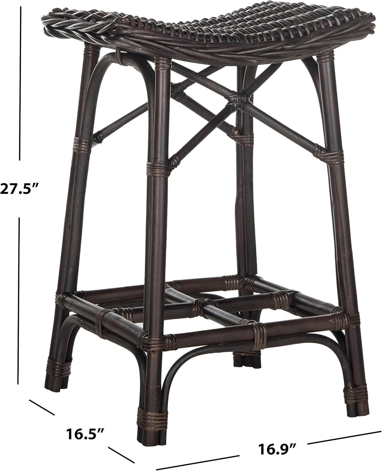 image:imageSAFAVIEH Home Collection Amara Brown Wicker Barstool