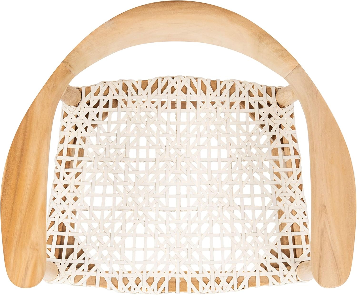 image:imageSAFAVIEH Home Collection Bandelier Natural Teak and White Leather Counter Stool