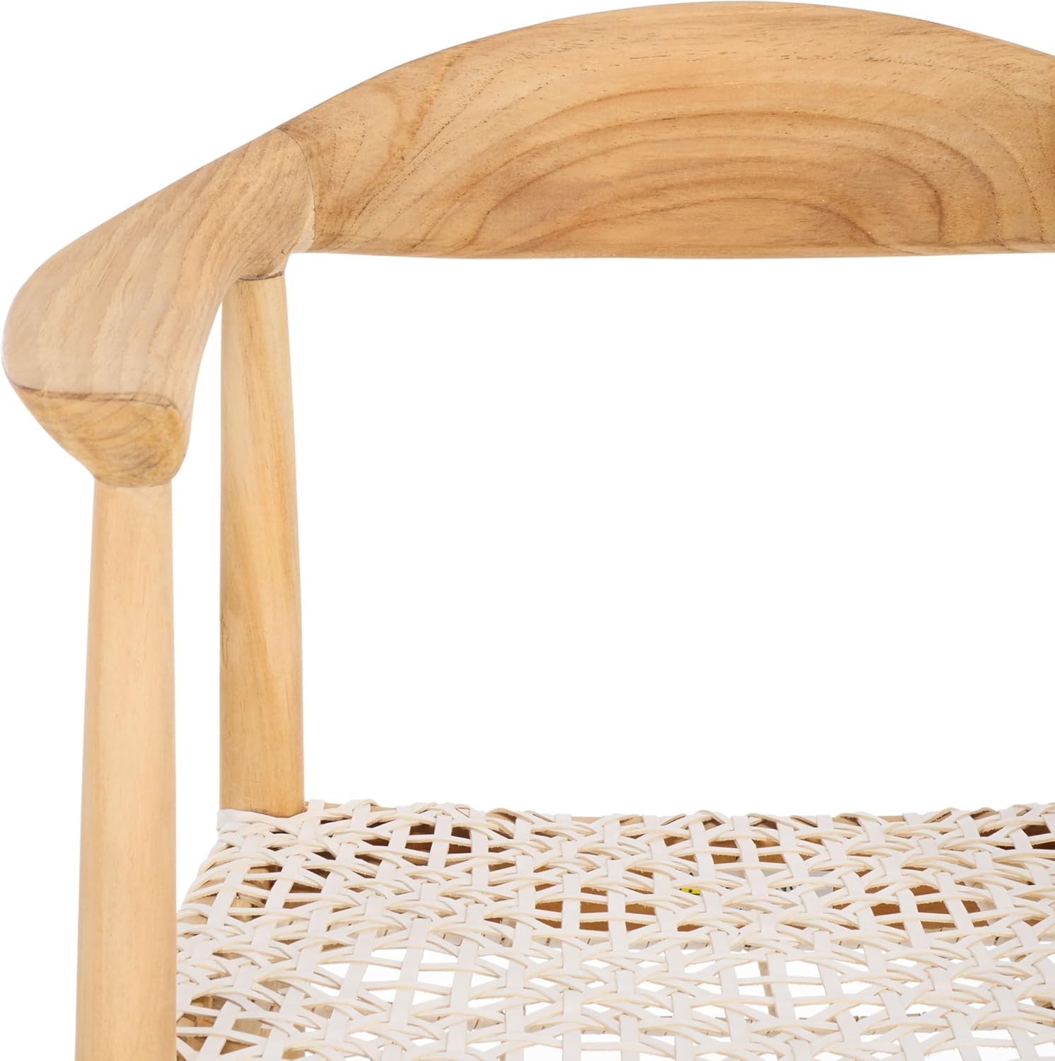 image:imageSAFAVIEH Home Collection Bandelier Natural Teak and White Leather Counter Stool