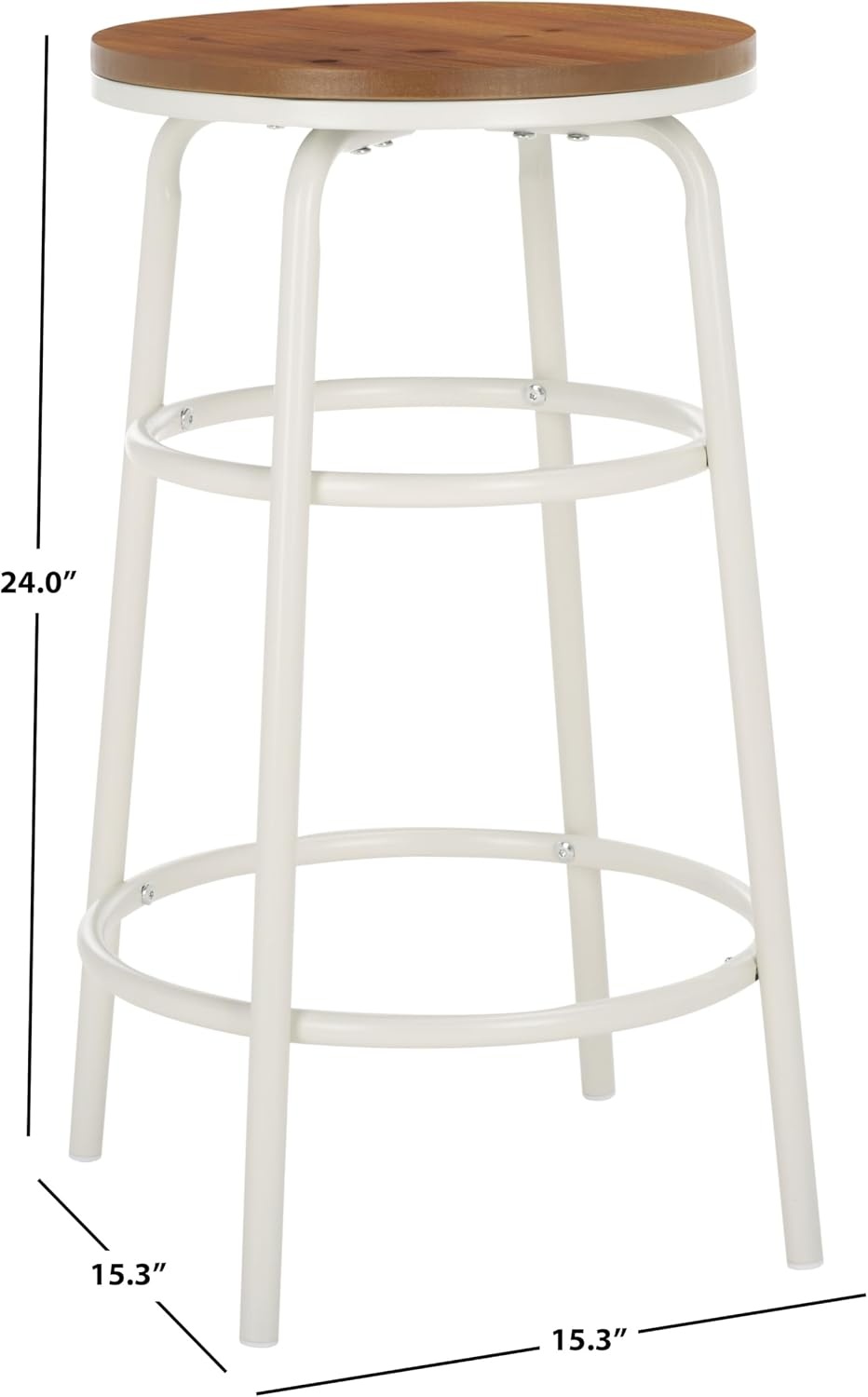 image:imageSAFAVIEH Home Collection Ford Natural BrownWhite 24inch Seat Height Counter Stool for Kitchen Island Breakfast Nook
