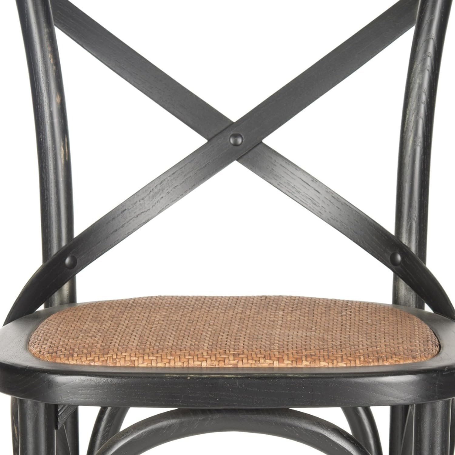 image:imageSAFAVIEH Home Collection Franklin Farmhouse Weathered Grey OakBrown Rattan XBack 30inch Kitchen Breakfast Nook Dining Pub Bar Stool Fully Assembledbrown