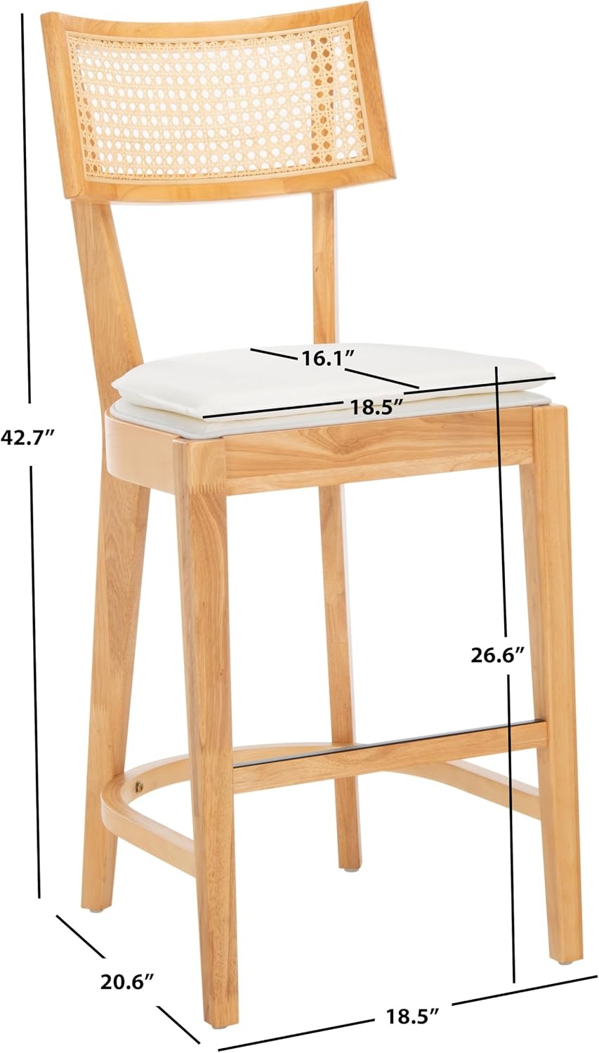 image:imageSAFAVIEH Home Collection Galway NavyNatural 27inch Seat Height Counter Stool for Kitchen Island Breakfast NookNatural