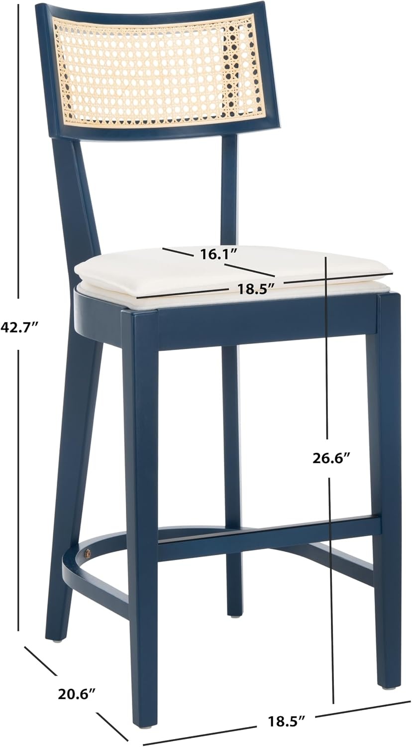 image:imageSAFAVIEH Home Collection Galway NavyNatural 27inch Seat Height Counter Stool for Kitchen Island Breakfast NookNavyNatural