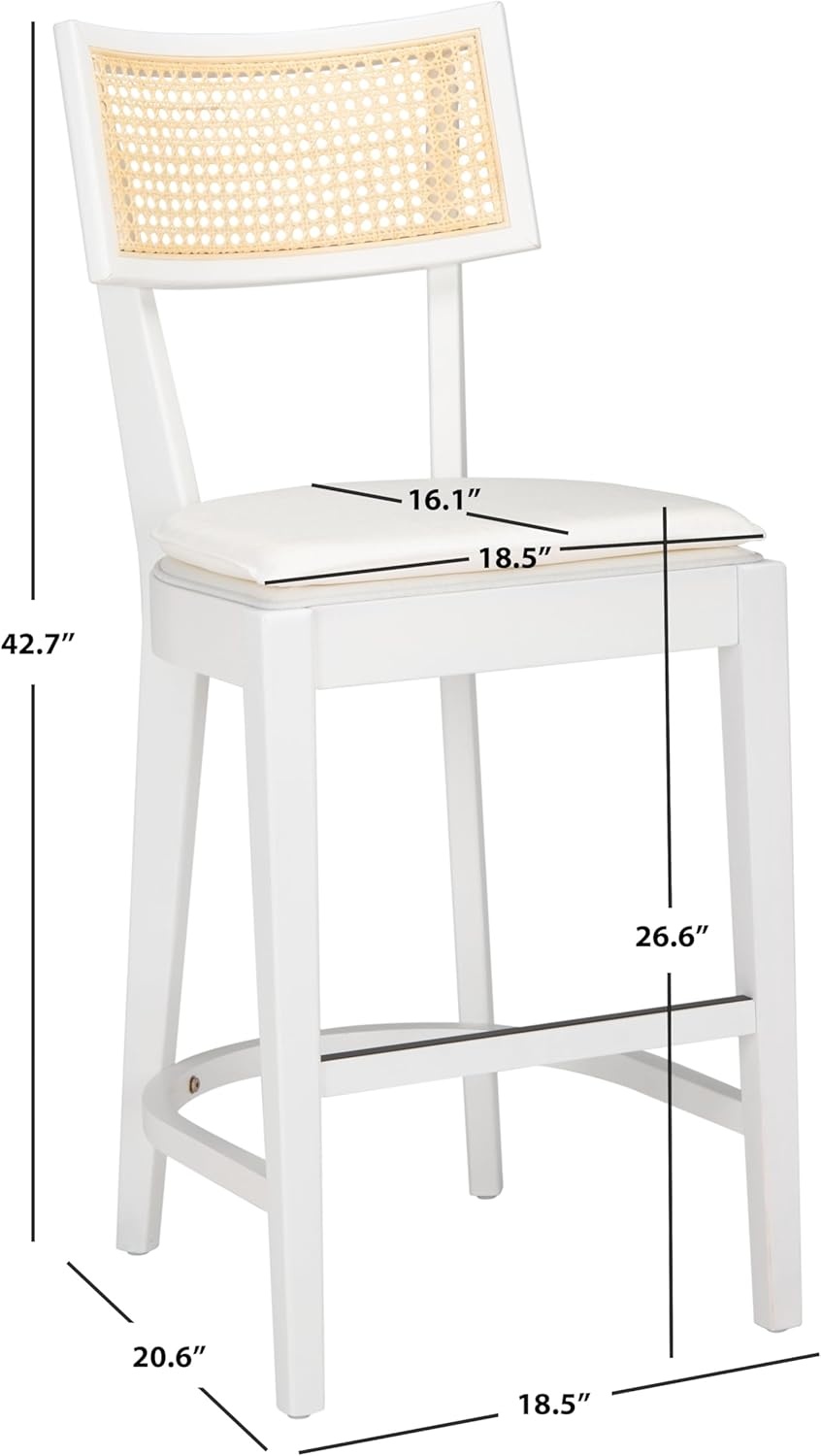 image:imageSAFAVIEH Home Collection Galway NavyNatural 27inch Seat Height Counter Stool for Kitchen Island Breakfast NookWhiteNatural