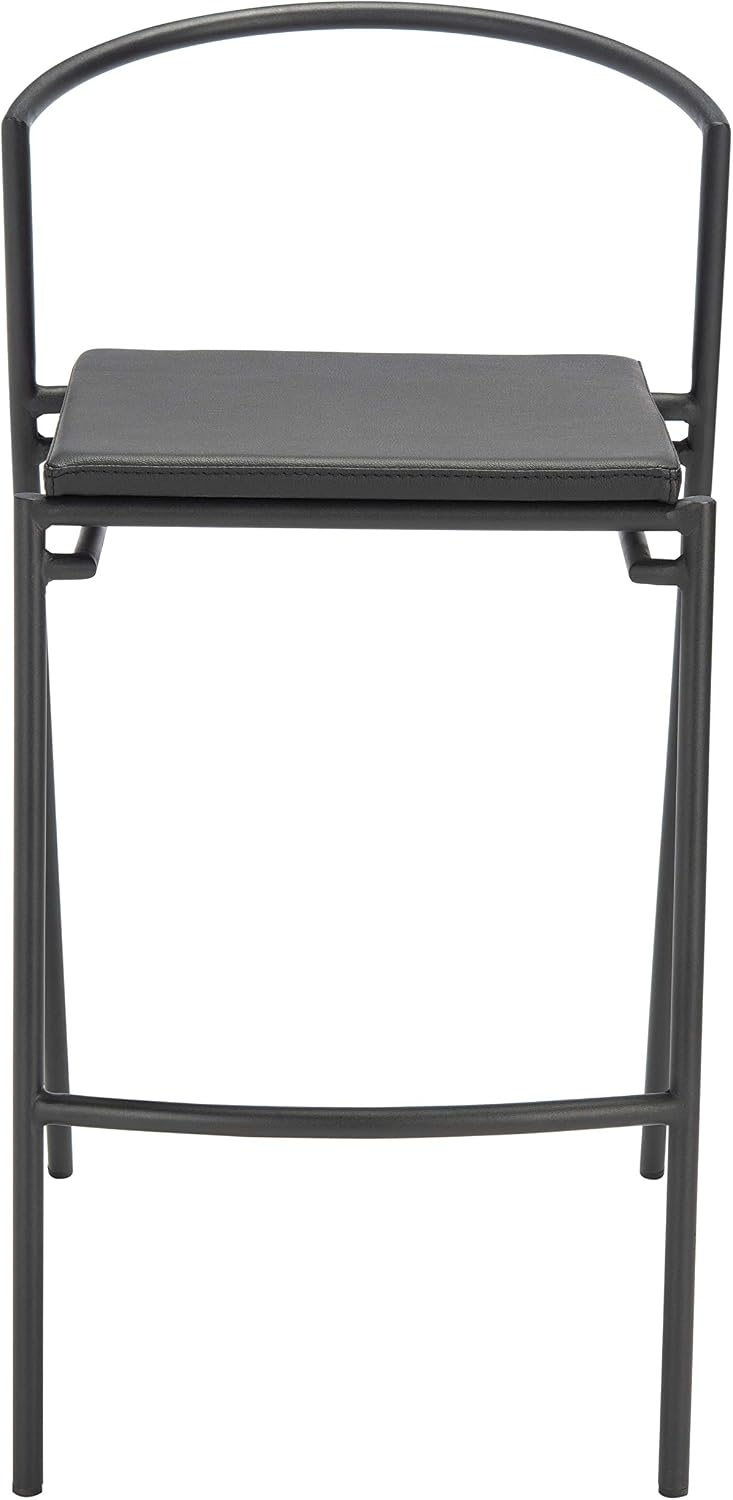 image:imageSAFAVIEH Home Collection Knightley White Faux LeatherBlack 26inch Counter Stool Set of 2Black