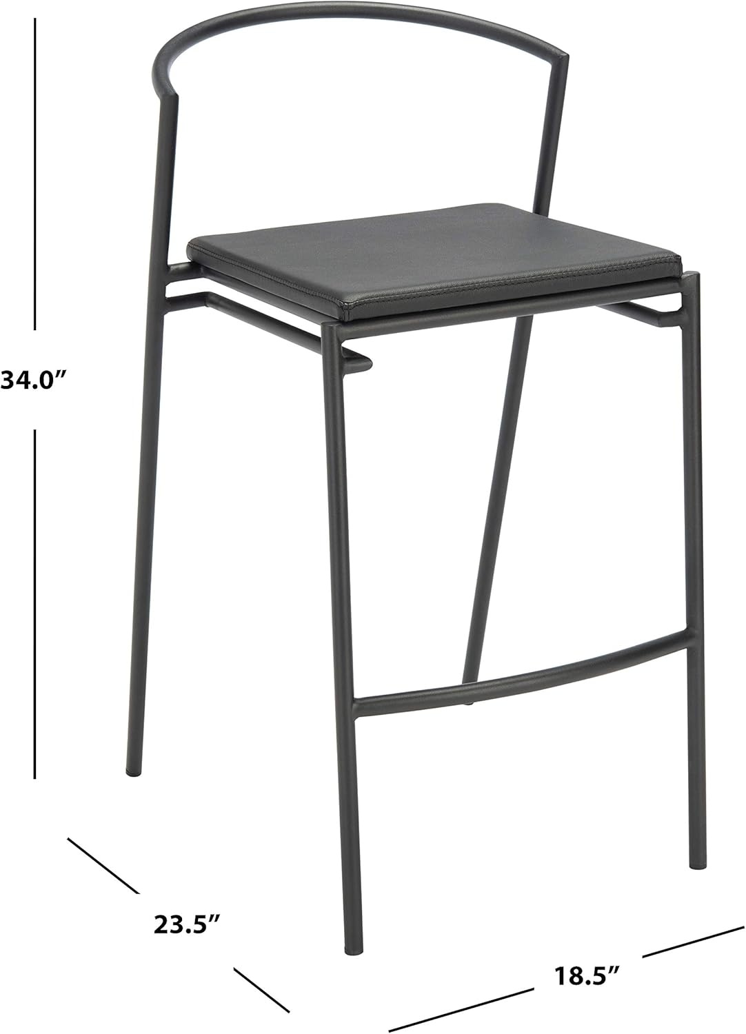 image:imageSAFAVIEH Home Collection Knightley White Faux LeatherBlack 26inch Counter Stool Set of 2Black