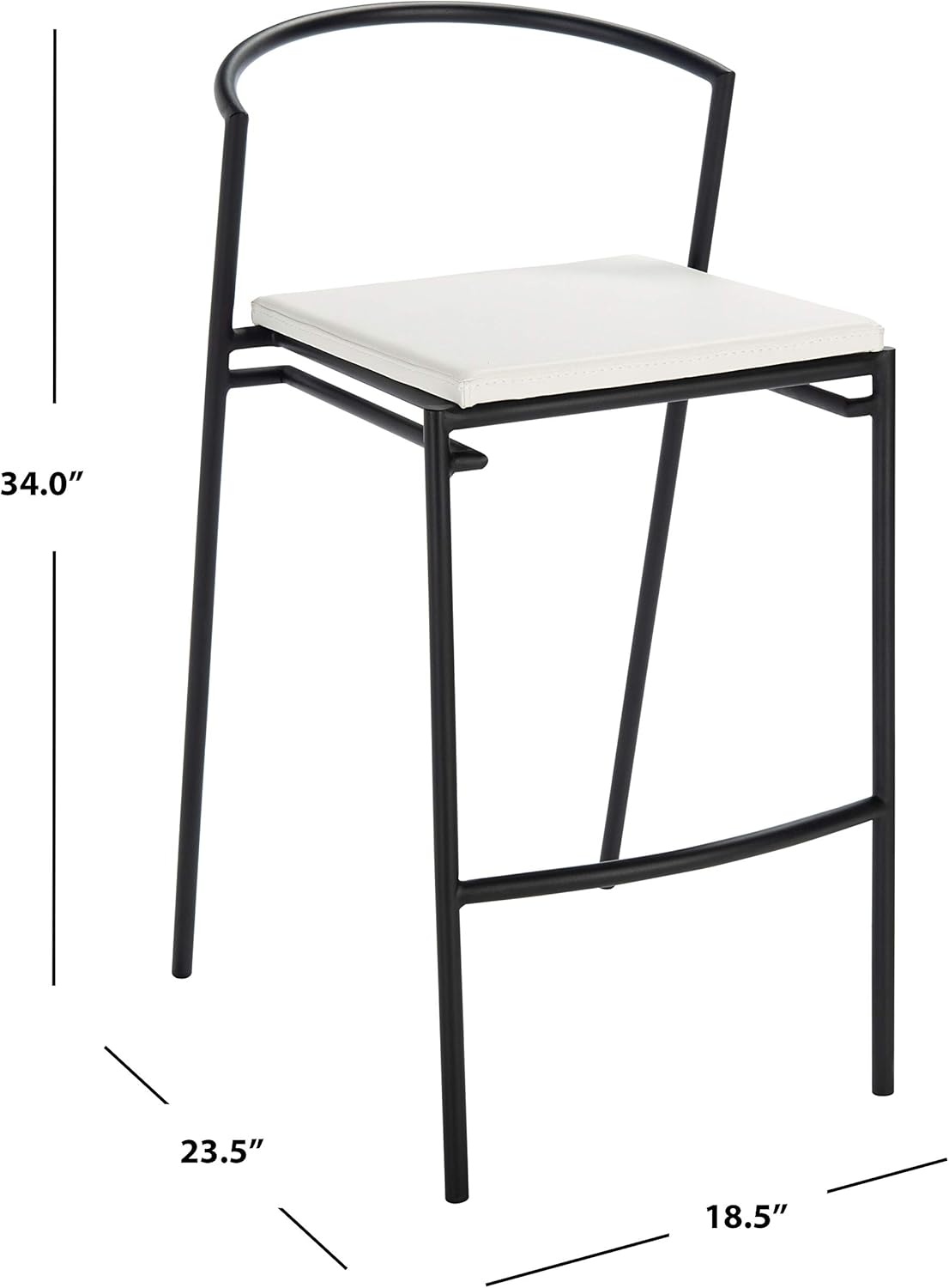 image:imageSAFAVIEH Home Collection Knightley White Faux LeatherBlack 26inch Counter Stool Set of 2White Black