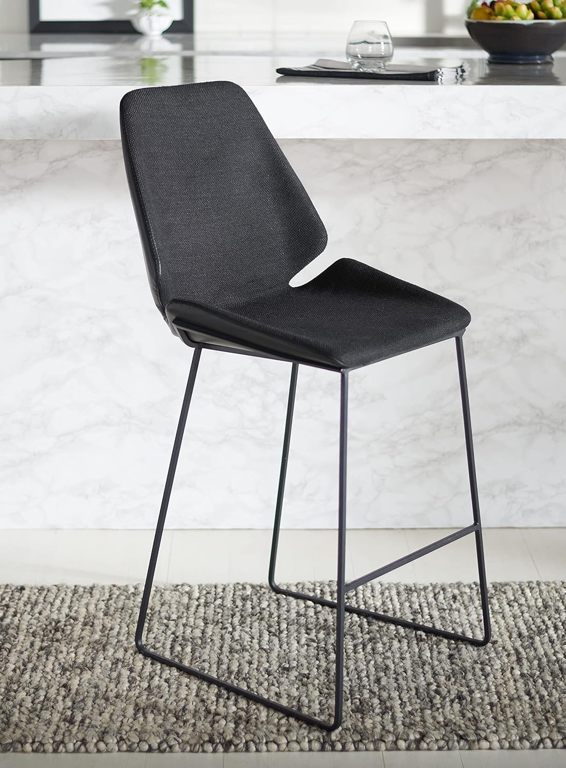 image:imageSAFAVIEH Home Collection Masami Grey Faux LeatherGold 26inch Counter StoolBlack Black