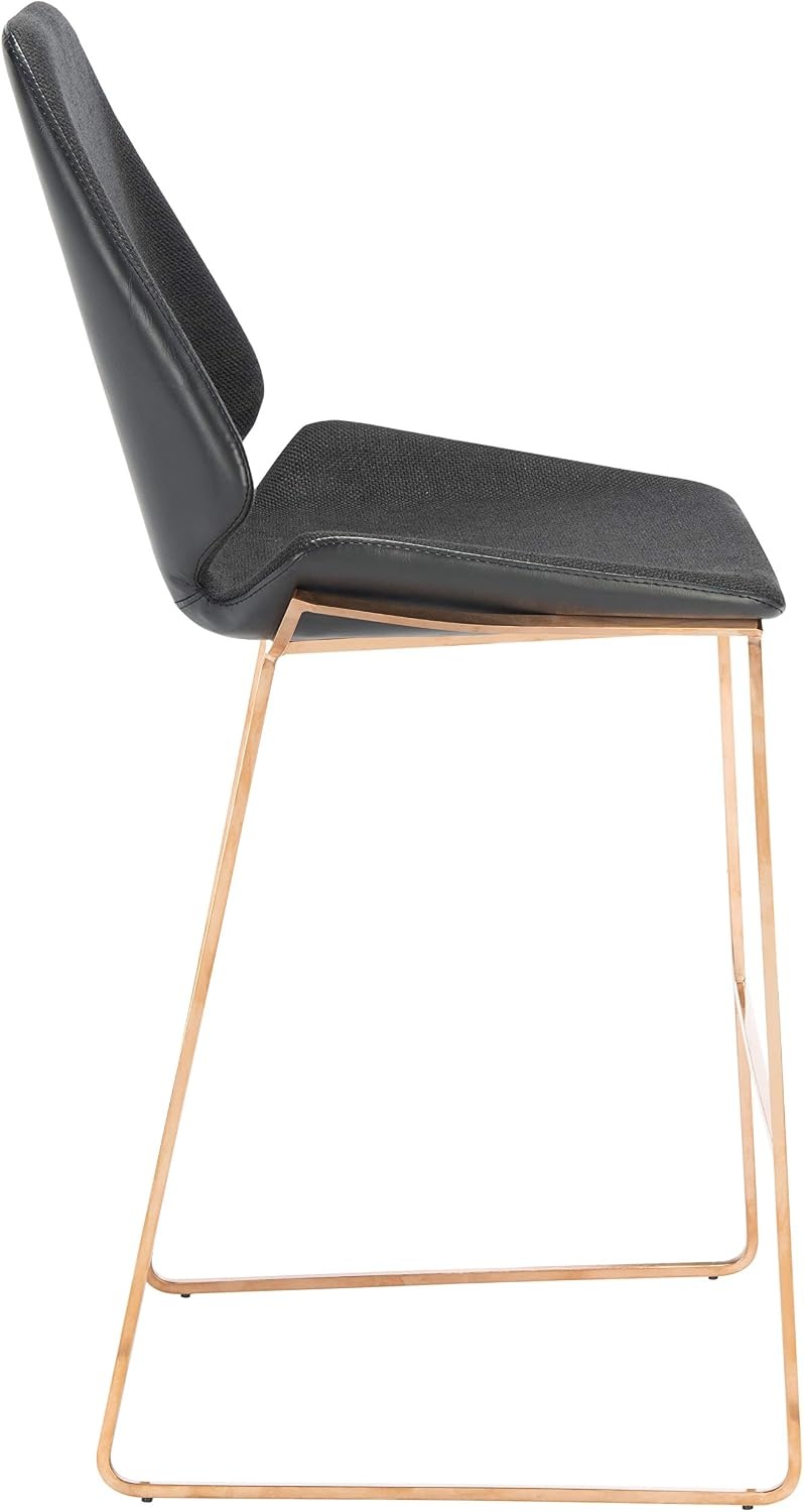 image:imageSAFAVIEH Home Collection Masami Grey Faux LeatherGold 26inch Counter StoolBlack Gold