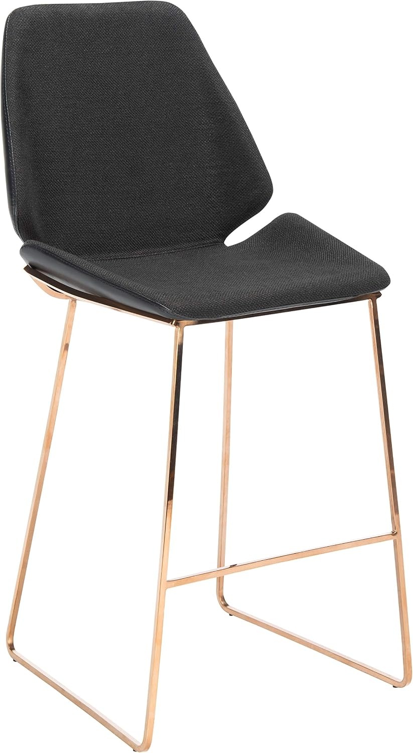 image:imageSAFAVIEH Home Collection Masami Grey Faux LeatherGold 26inch Counter StoolBlack Gold