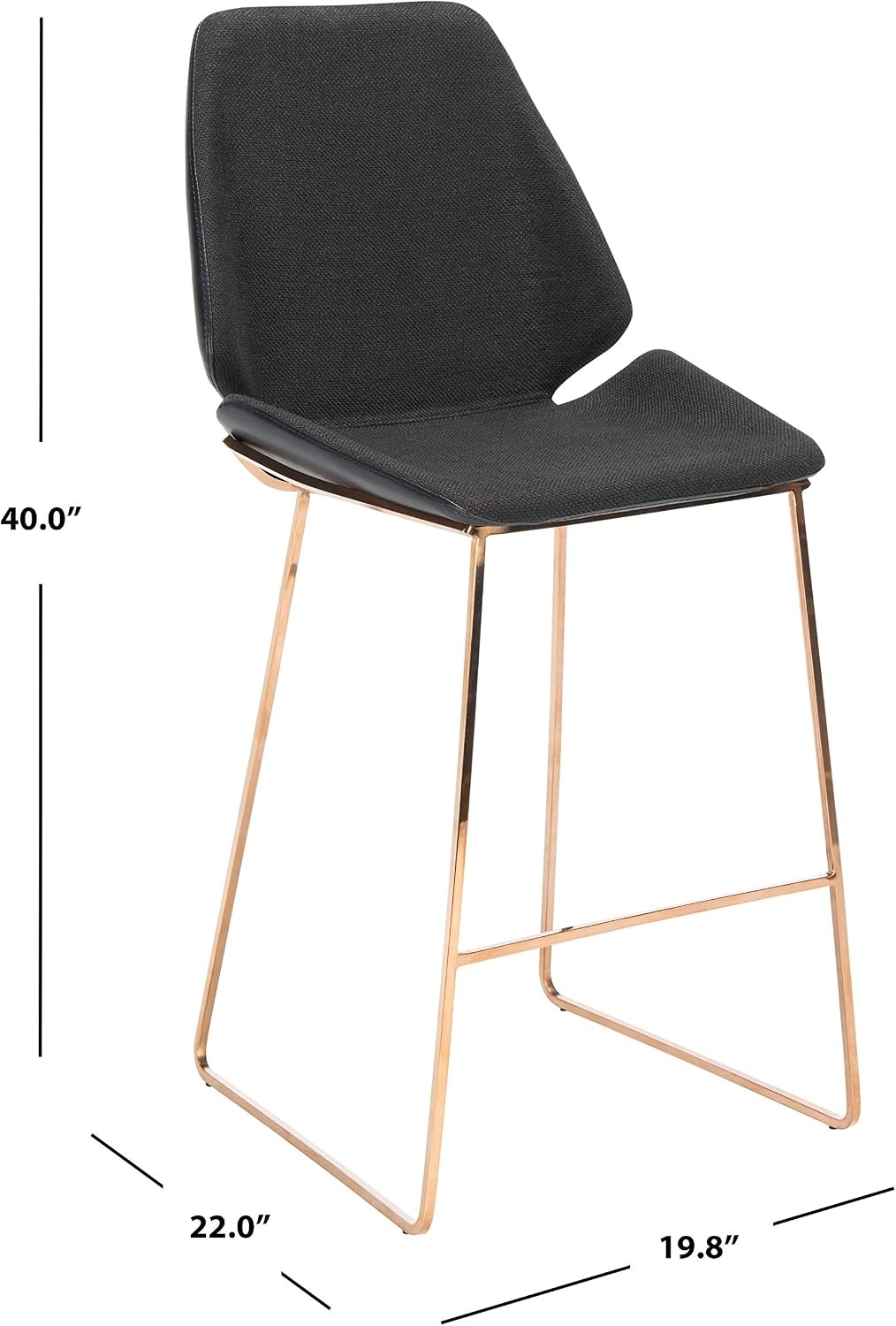 image:imageSAFAVIEH Home Collection Masami Grey Faux LeatherGold 26inch Counter StoolBlack Gold