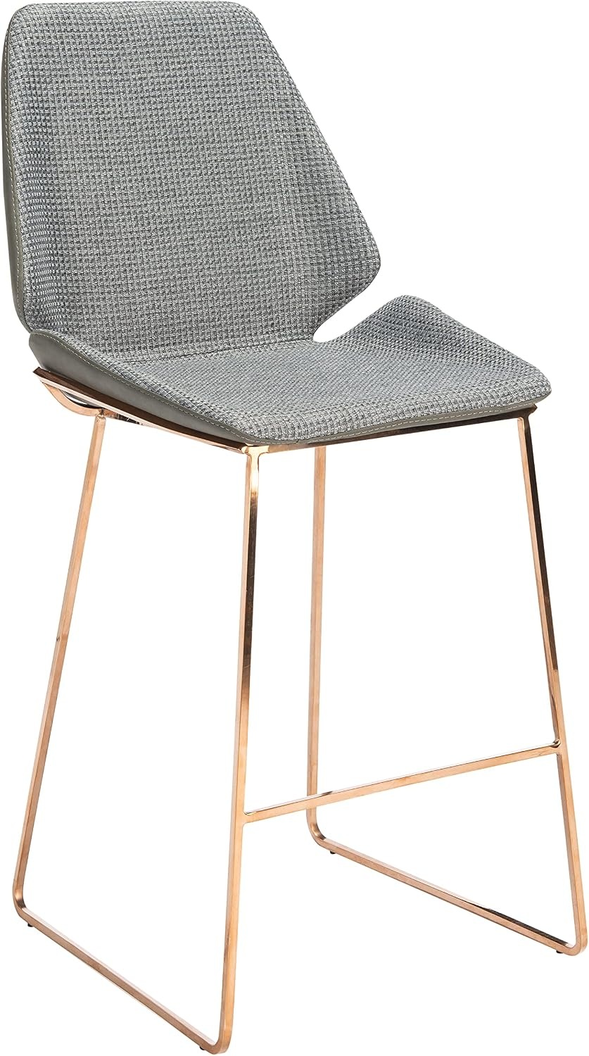 image:imageSAFAVIEH Home Collection Masami Grey Faux LeatherGold 26inch Counter StoolGrey Gold
