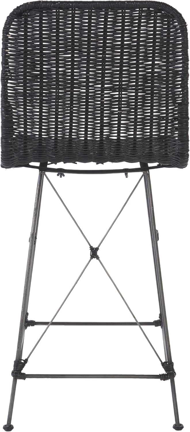 image:imageSAFAVIEH Home Collection Minerva Dark Brown RattanBlack Counter Stool Set of 2BlackBlack