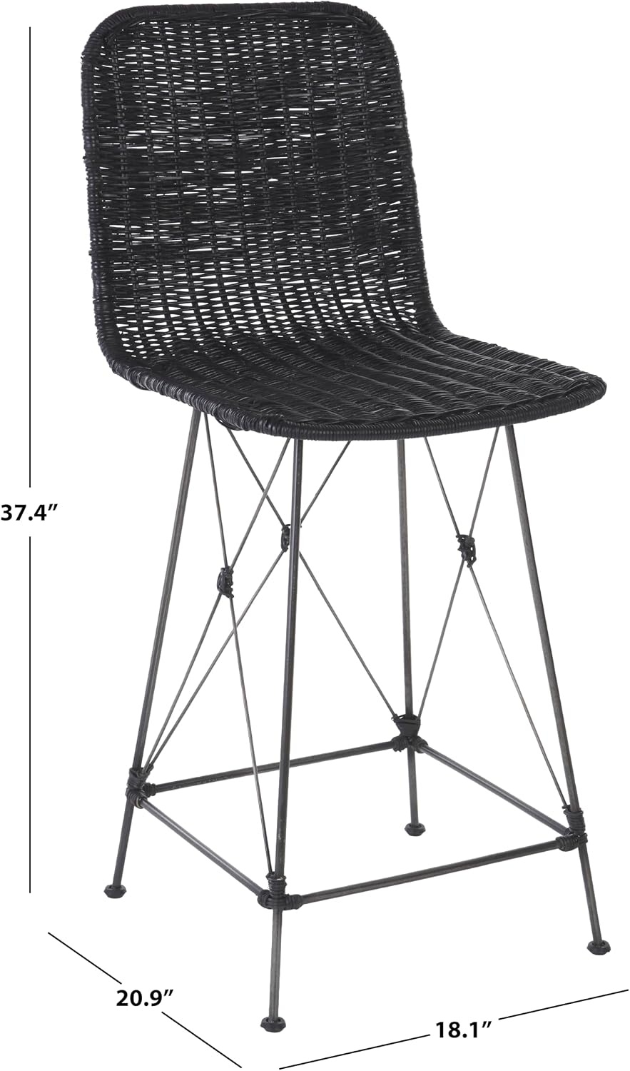 image:imageSAFAVIEH Home Collection Minerva Dark Brown RattanBlack Counter Stool Set of 2BlackBlack