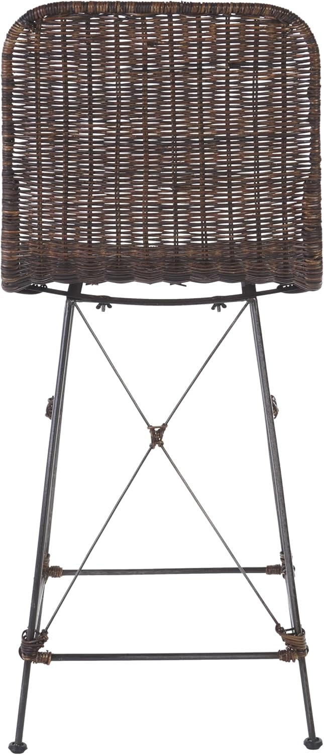 image:imageSAFAVIEH Home Collection Minerva Dark Brown RattanBlack Counter Stool Set of 2Dark BrownBlack