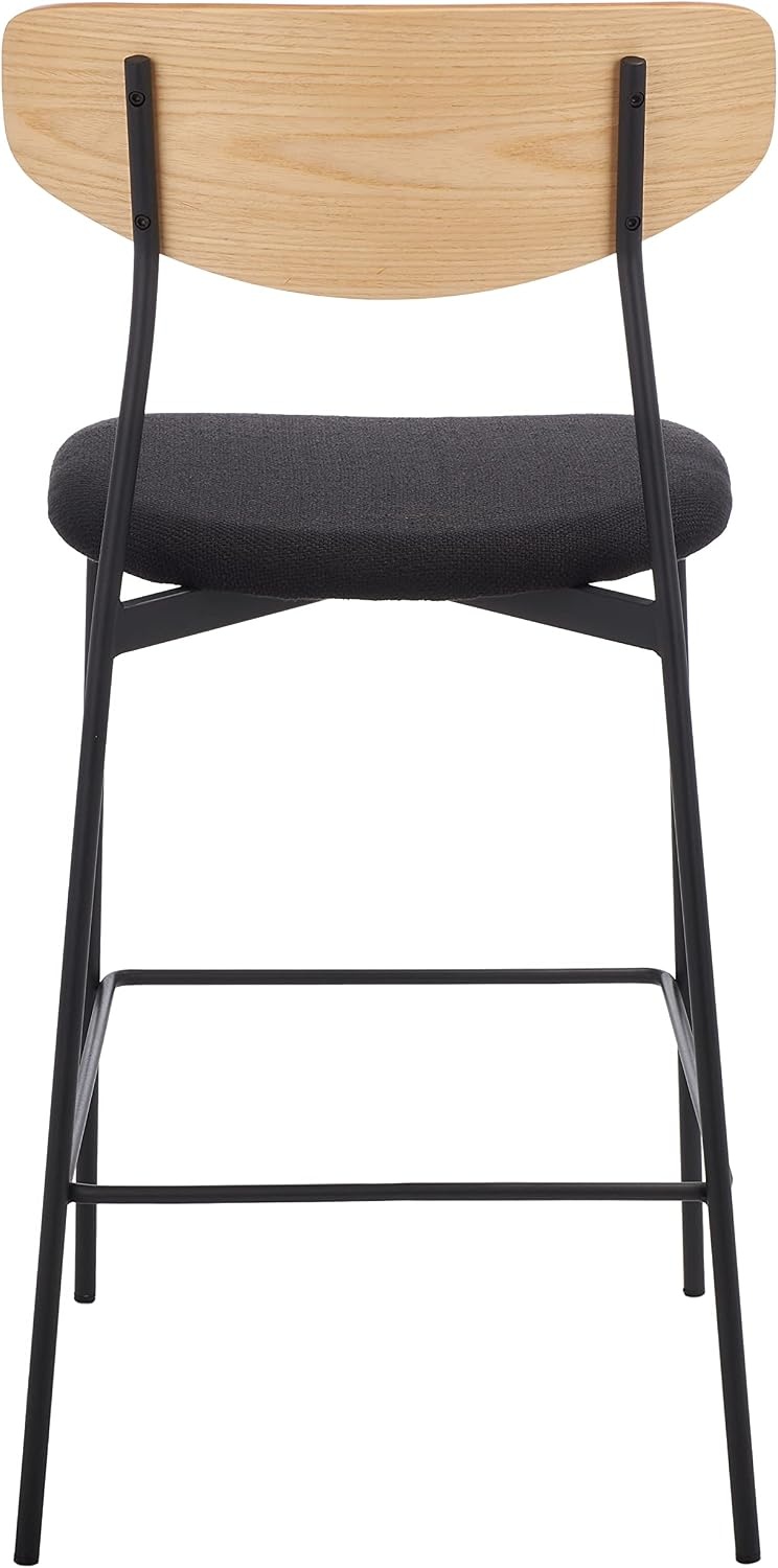 image:imageSAFAVIEH Home Collection Ryker WalnutGrey 26inch Kitchen Island Breakfast Nook Counter Stool Fully AssembledOakBlack