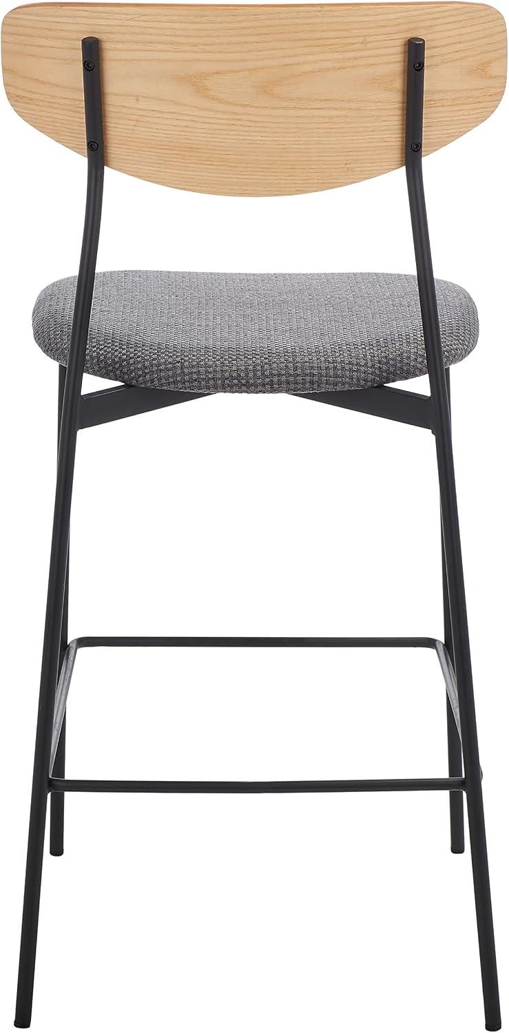 image:imageSAFAVIEH Home Collection Ryker WalnutGrey 26inch Kitchen Island Breakfast Nook Counter Stool Fully AssembledOakGrey