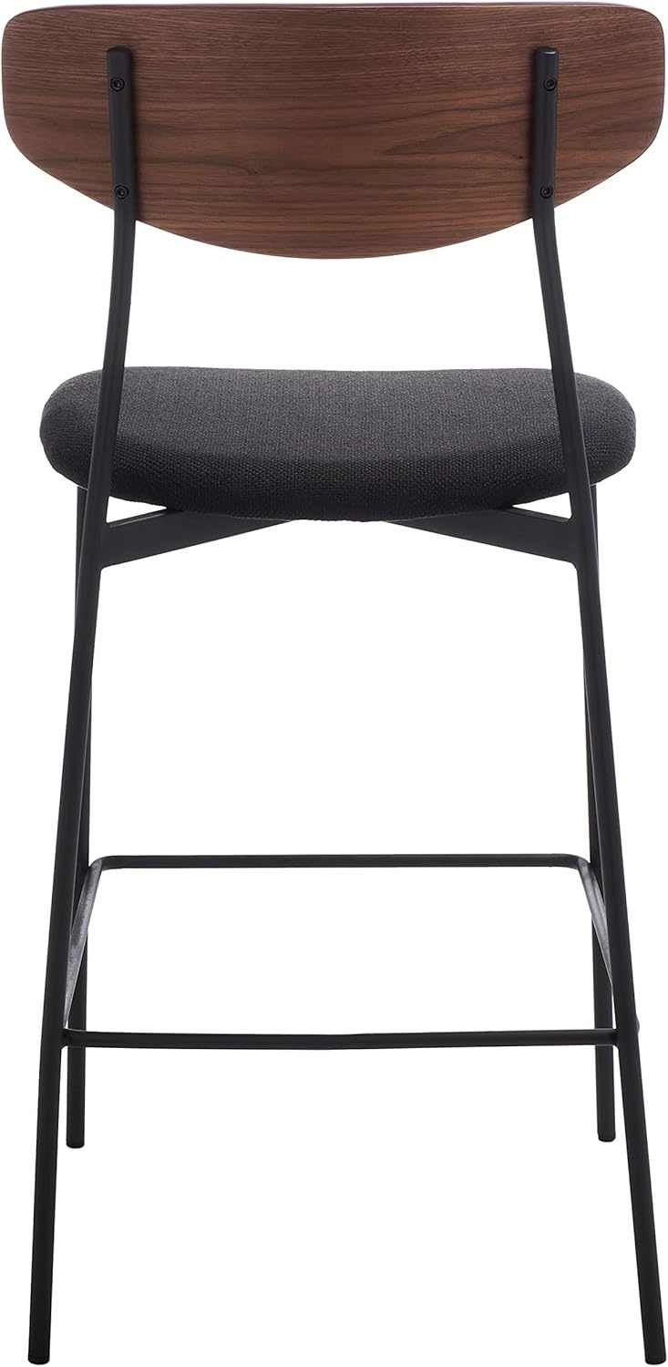 image:imageSAFAVIEH Home Collection Ryker WalnutGrey 26inch Kitchen Island Breakfast Nook Counter Stool Fully AssembledWalnutBlack