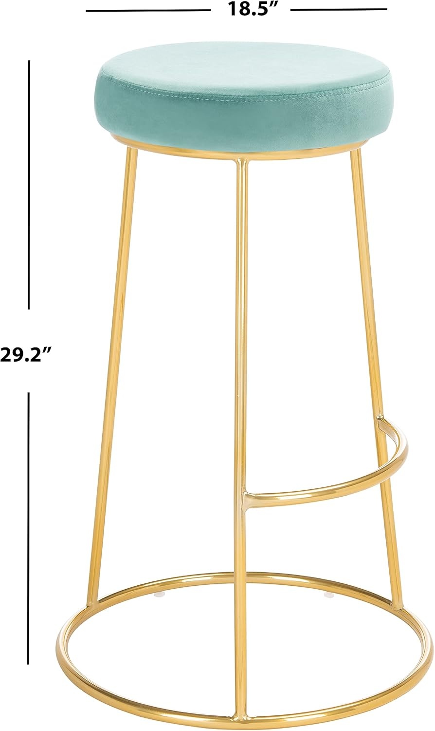 image:imageSAFAVIEH Home Collection Sabina Malachite Green VelvetGold 29inch Round Kitchen Breakfast Nook Dining Pub Bar StoolSeafoam Gold