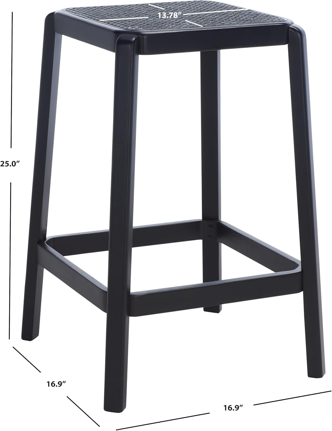 image:imageSAFAVIEH Home Collection Silus Black Backless Cane Solid Wood 25inch Counter Stool Fully AssembledBlack