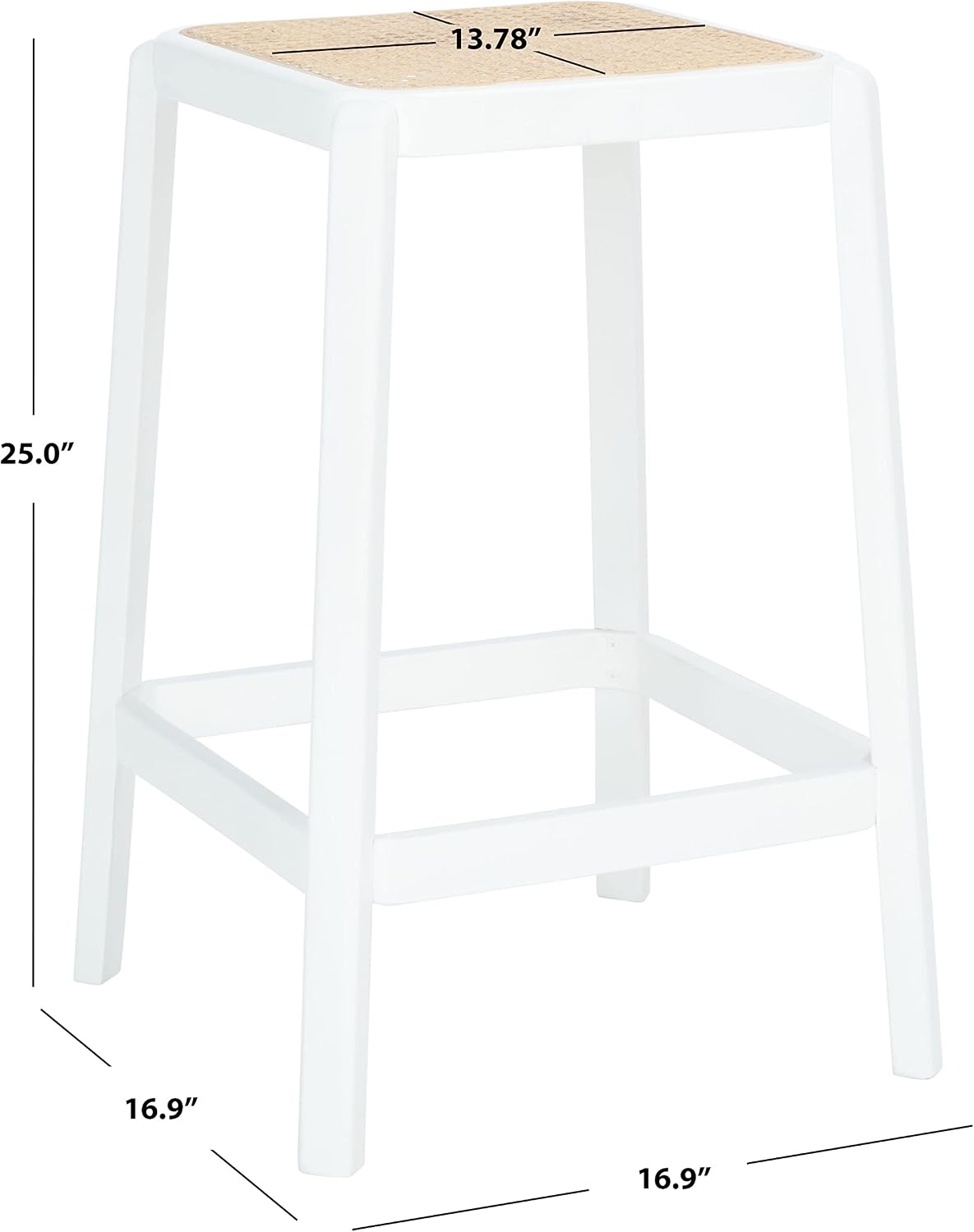 image:imageSAFAVIEH Home Collection Silus Black Backless Cane Solid Wood 25inch Counter Stool Fully AssembledWhiteNatural