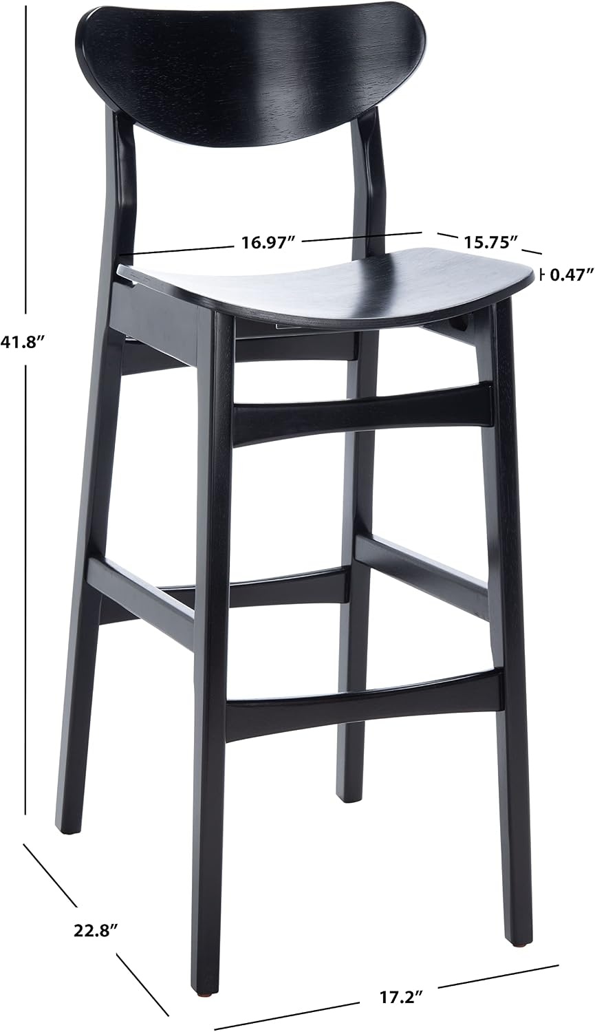 image:imageSAFAVIEH Home Collection Thaxton MidCentury Farmhouse Natural 30inch Bar Stool Set of 2Black