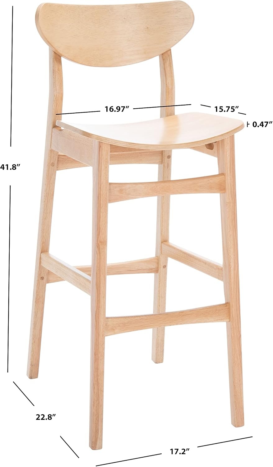 image:imageSAFAVIEH Home Collection Thaxton MidCentury Farmhouse Natural 30inch Bar Stool Set of 2Natural