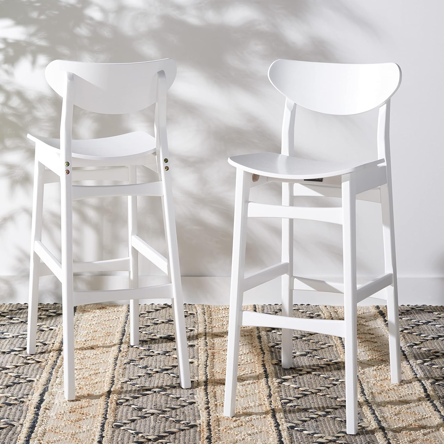 image:imageSAFAVIEH Home Collection Thaxton MidCentury Farmhouse Natural 30inch Bar Stool Set of 2White