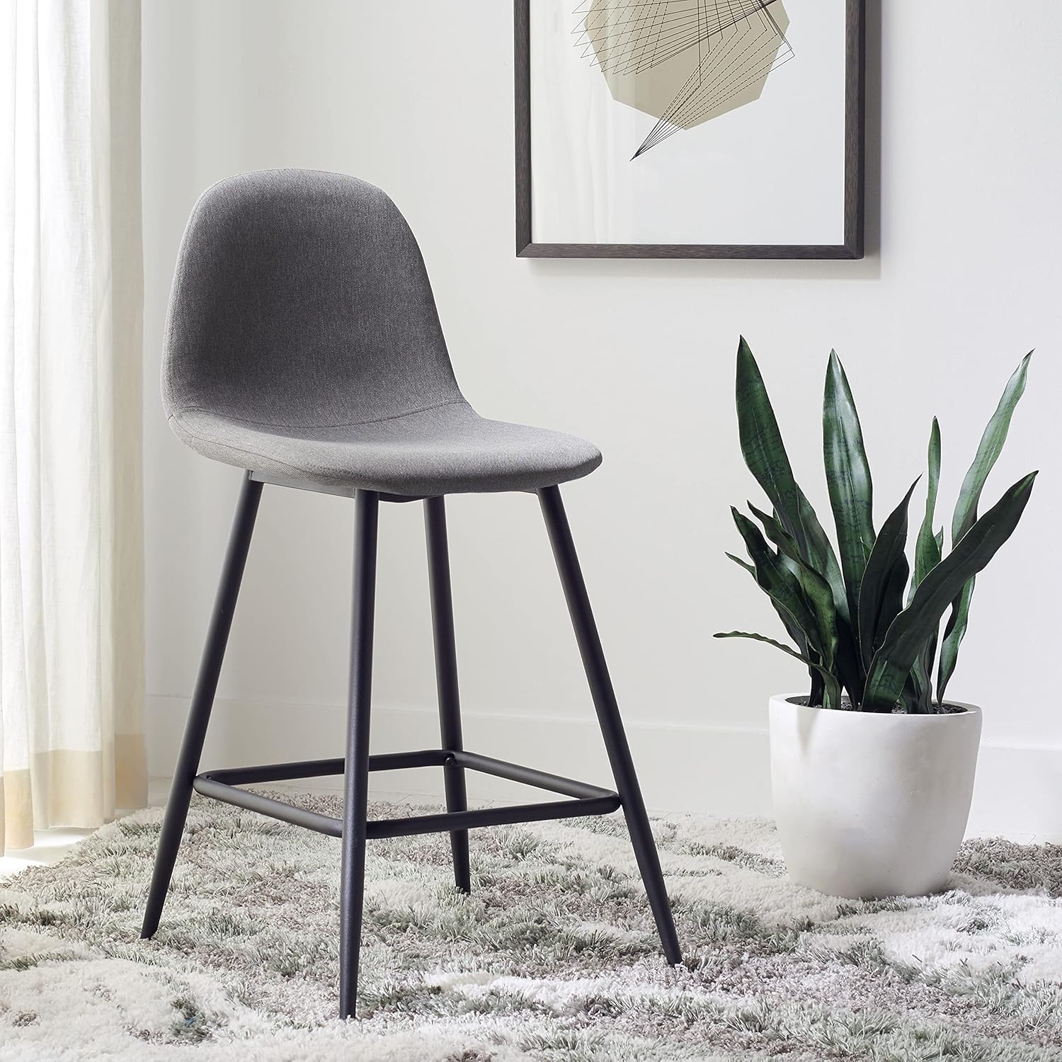 image:imageSAFAVIEH Home Collection Travis Dark GreyBlack 24inch Kitchen Breakfast Nook Dining Pub Bar Stool
