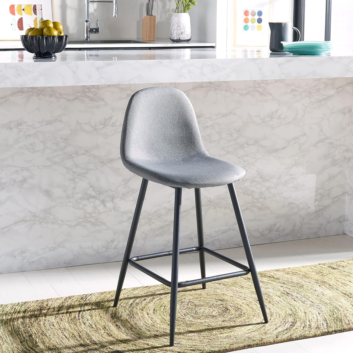 image:imageSAFAVIEH Home Collection Travis Dark GreyBlack 24inch Kitchen Breakfast Nook Dining Pub Bar Stool