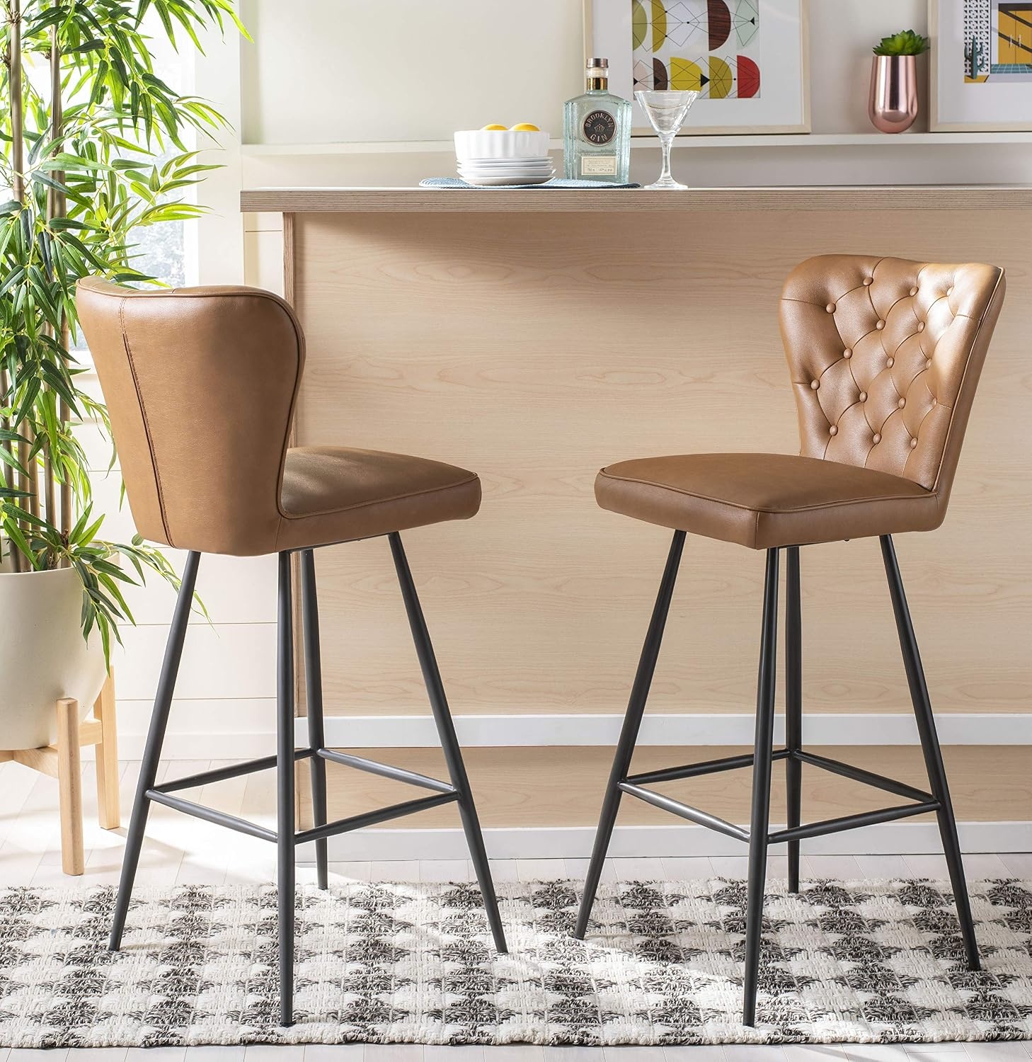 image:imageSafavieh Aster Bar Stool Burgundy and BlackCamel