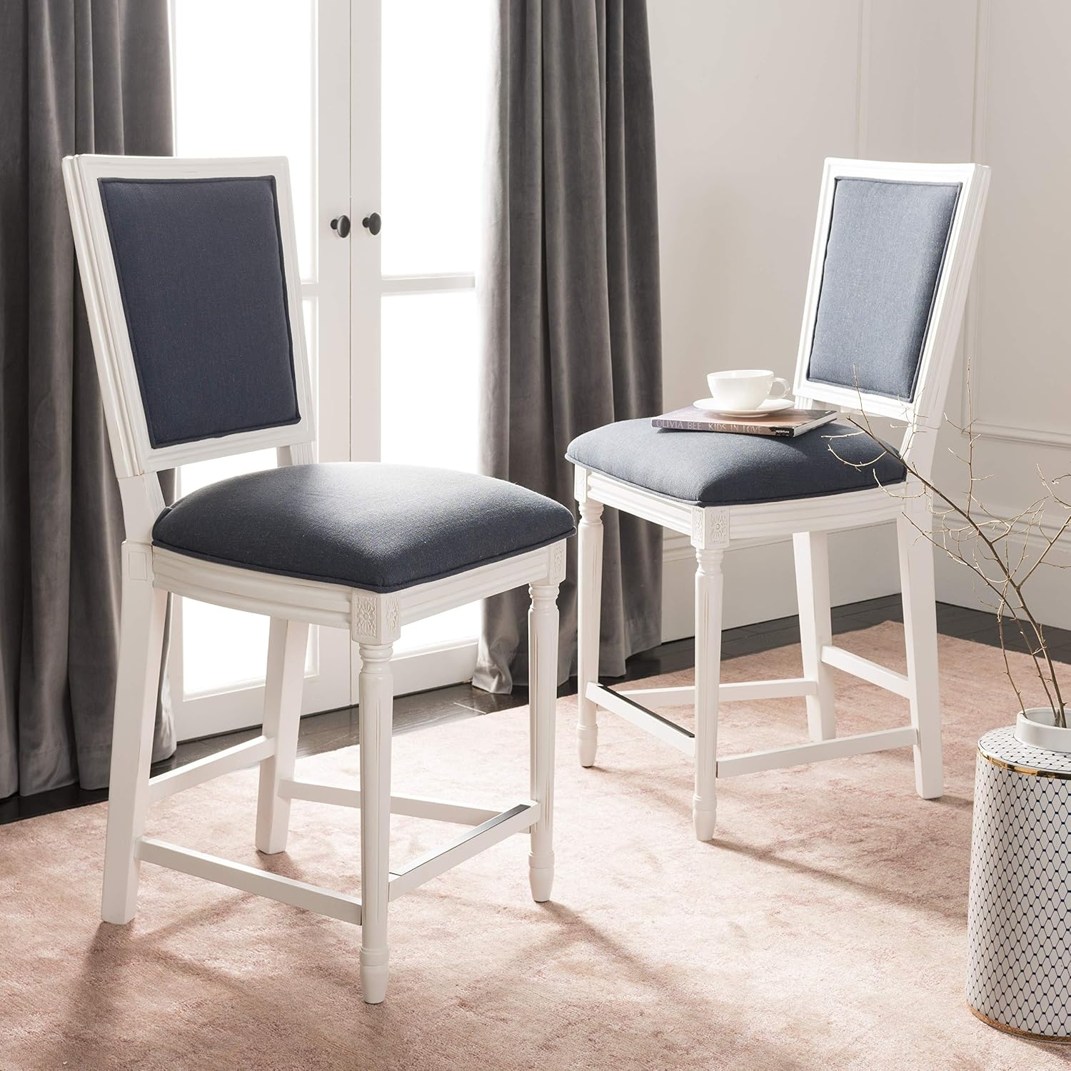 image:imageSafavieh Buchanan Counter Stool BeigeNavy Cream