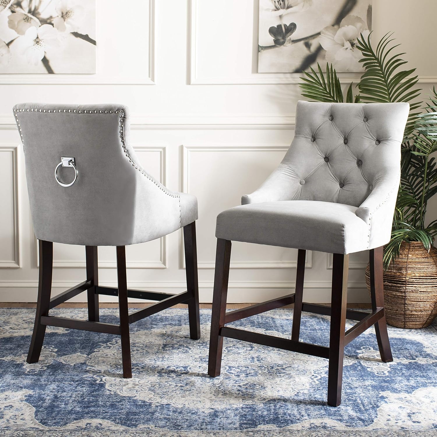 image:imageSafavieh Eleni Counter Stool BeigeEspressoGrey Espresso
