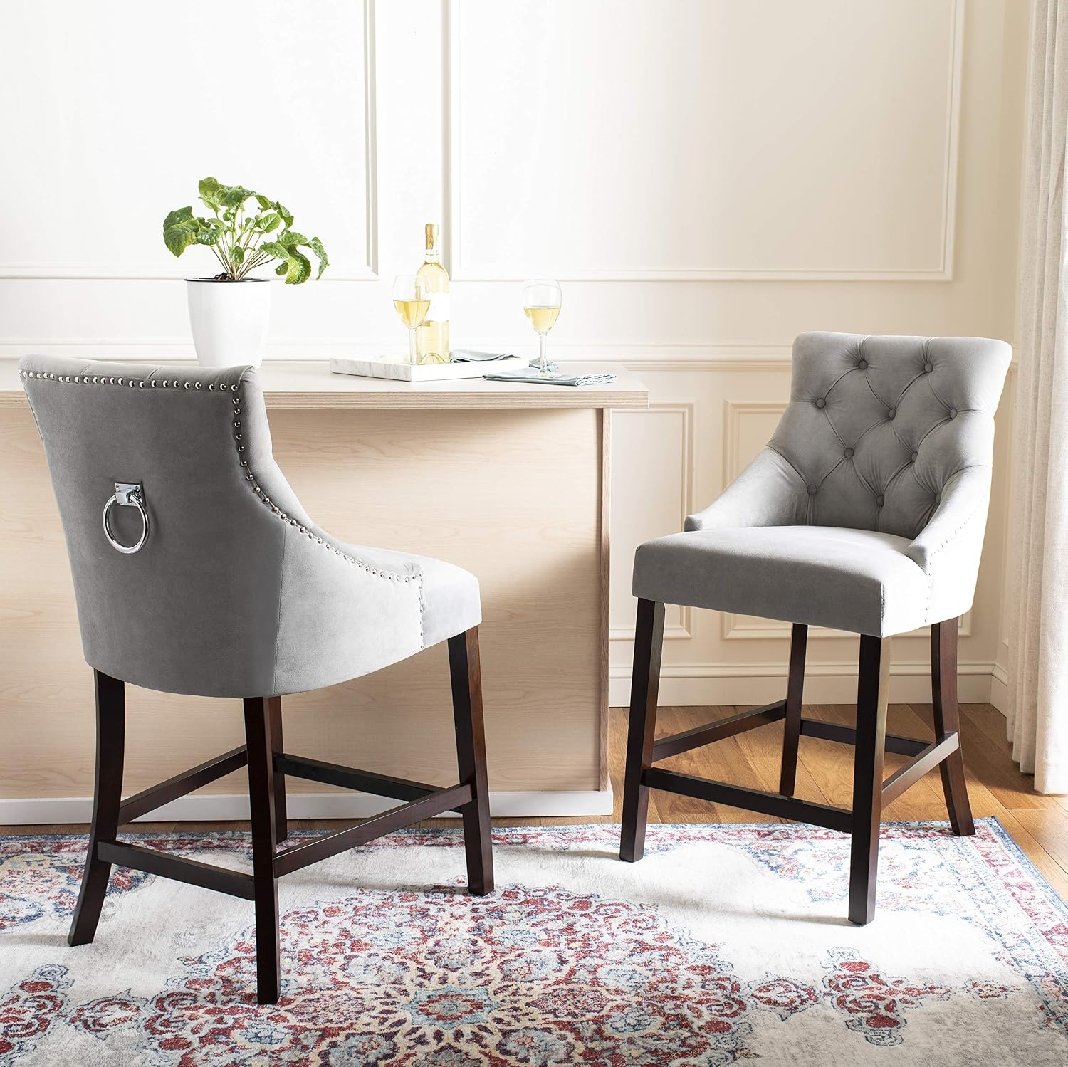 image:imageSafavieh Eleni Counter Stool BeigeEspressoGrey Espresso