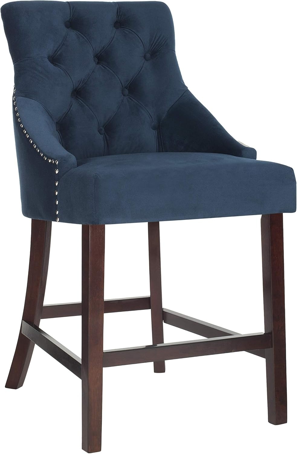 image:imageSafavieh Eleni Counter Stool BeigeEspressoNavy Espresso Chrome Nail Heads