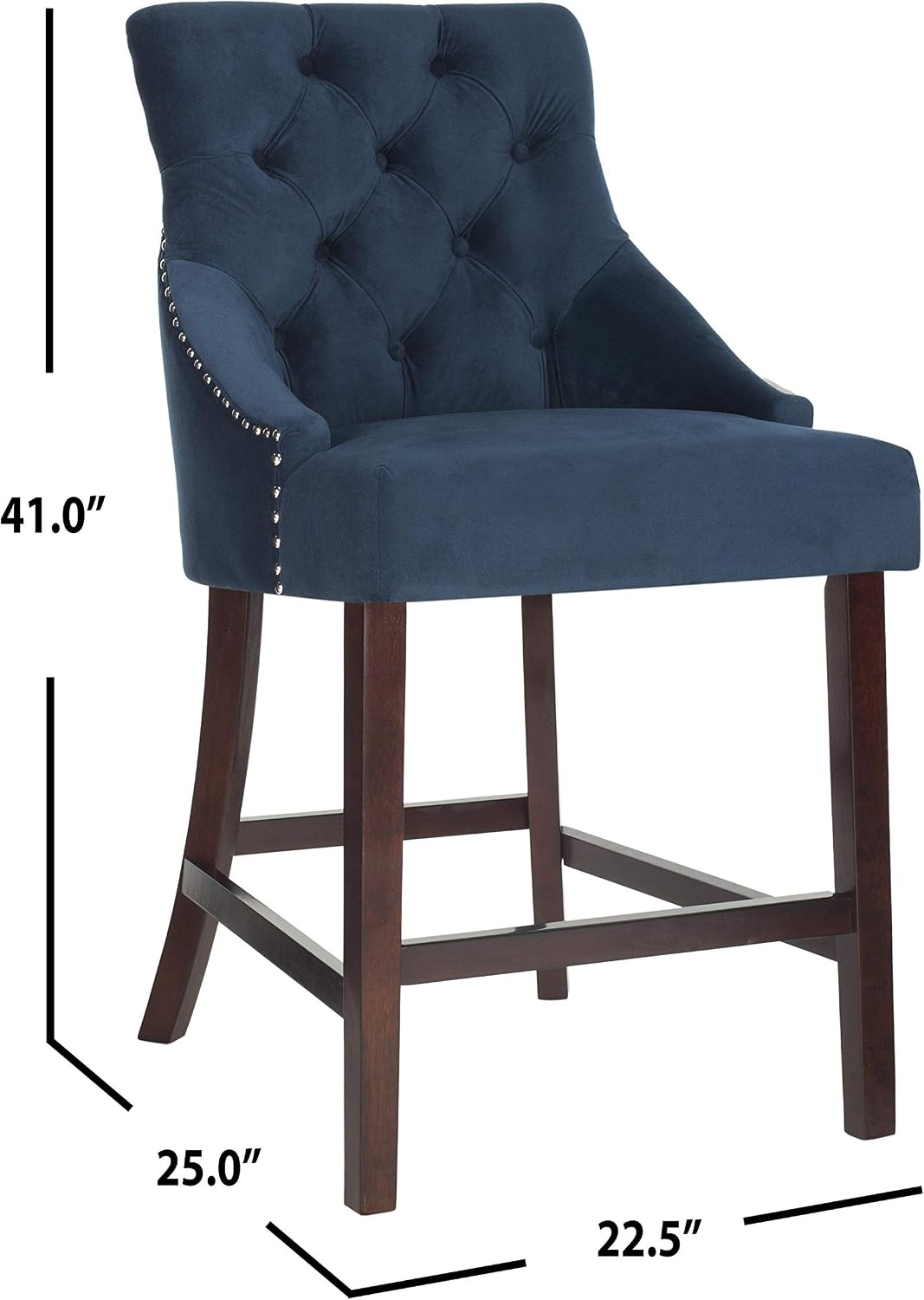 image:imageSafavieh Eleni Counter Stool BeigeEspressoNavy Espresso Chrome Nail Heads