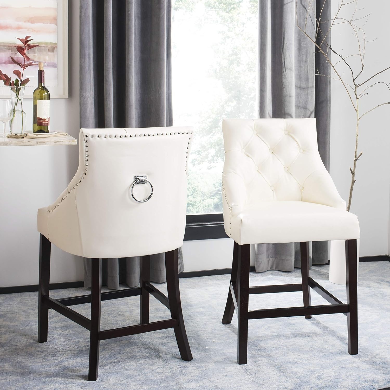 image:imageSafavieh Eleni Counter Stool BeigeEspressoWhite Espresso